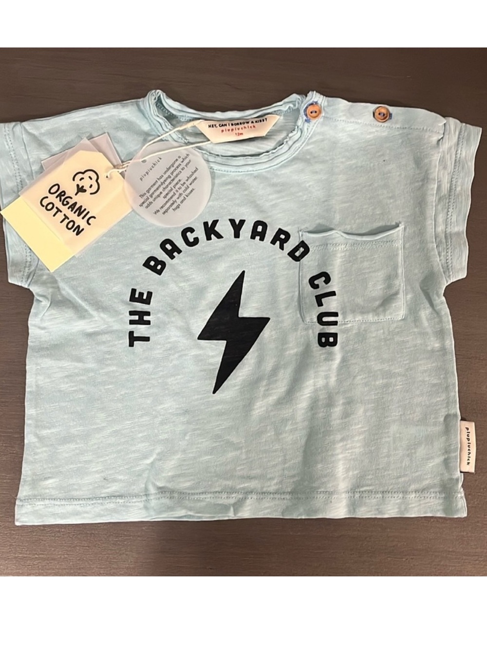 NWT Piupiuchick light blue short sleeve graphic printed tshirt 12 months